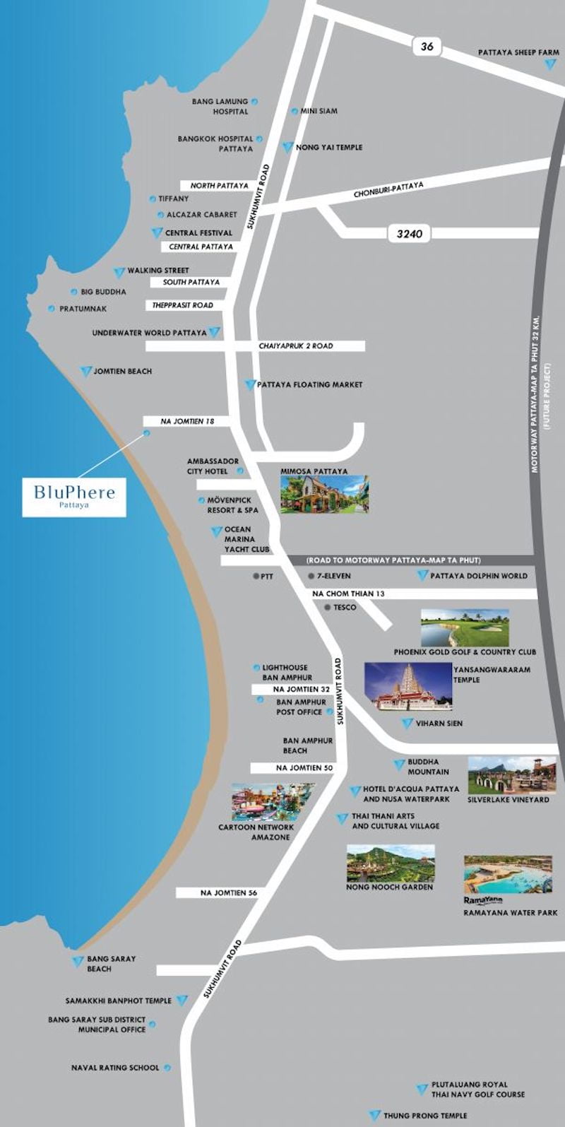 BluPhere Pattaya　ロケーションマップ