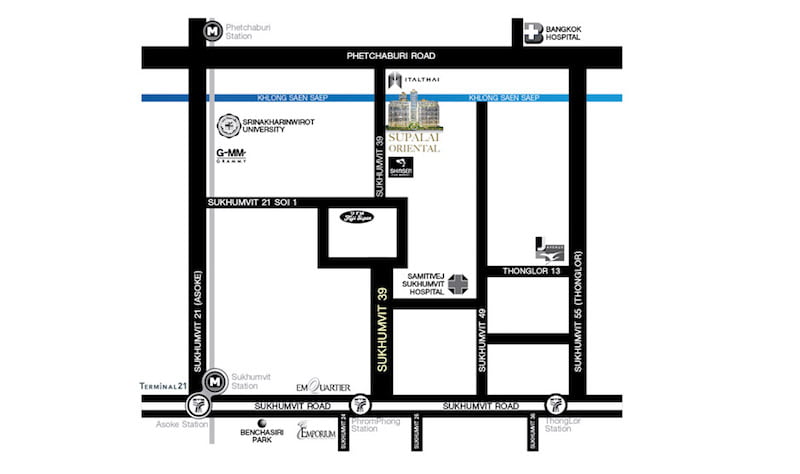 Supalai Oriental Sukhumvit 39　ロケーションマップ