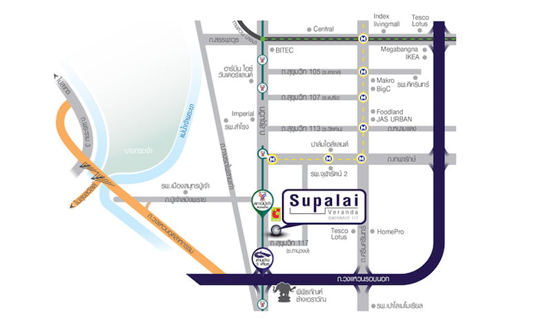 Supalai Veranda Sukhumvit 117　ロケーションマップ