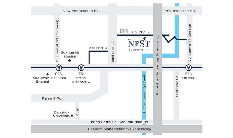 The Nest Sukhumvit 71　ロケーションマップ