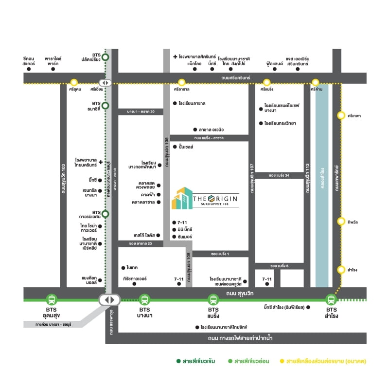 The Origin Sukhumvit 105　ロケーションマップ